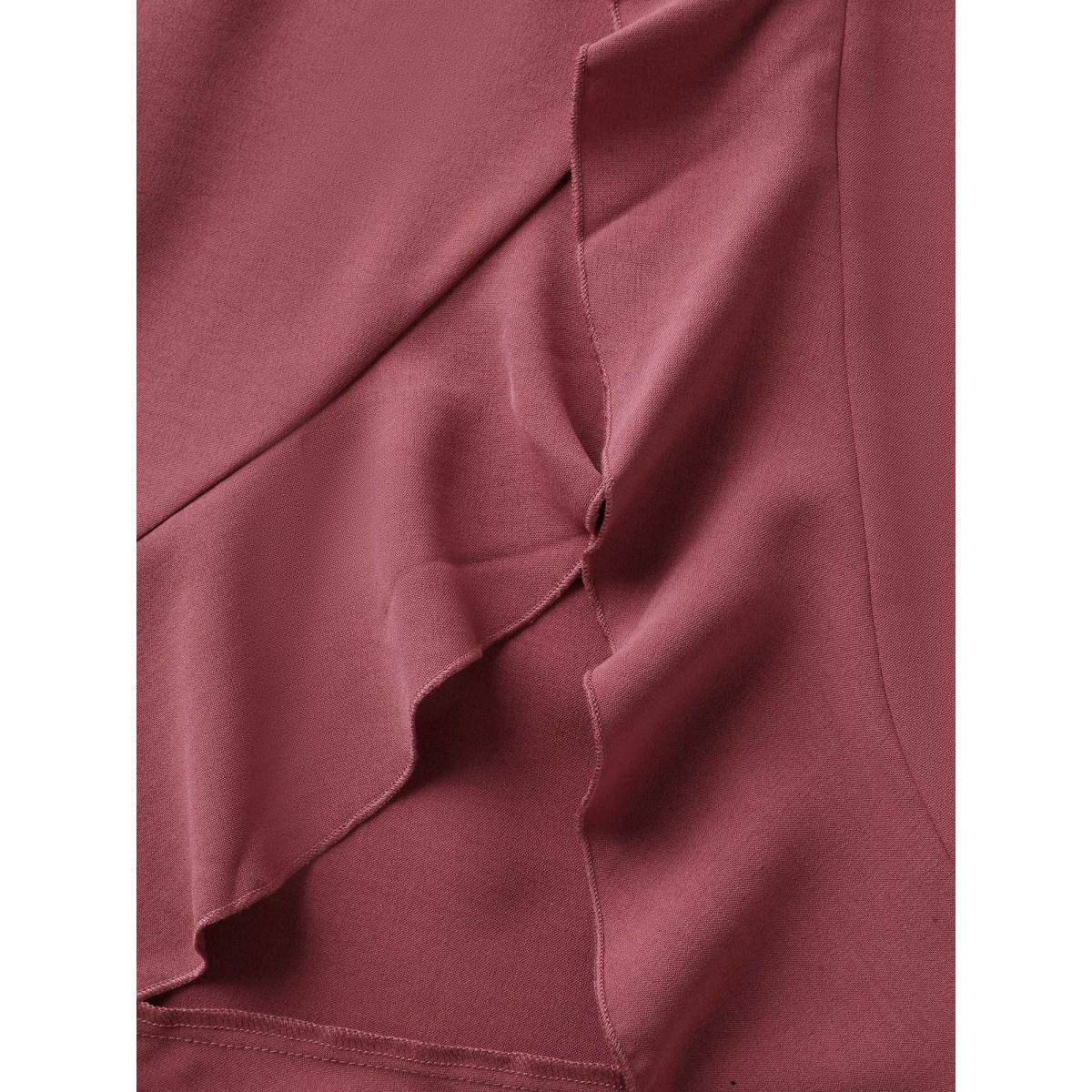 Plus Size Ruffled Hem Waist-Tie Wide-Leg Pants Women Russet Romantic Loose Mid Rise Elegant Pants BloomChic 14-16/1X Product Image