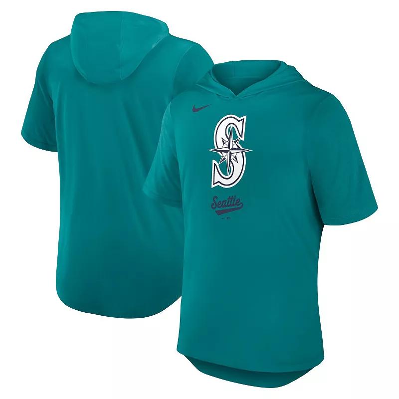 Men's Nike Aqua Seattle Mariners Tri-Blend Hoodie T-Shirt, Size: Medium, Turquoise A Product Image