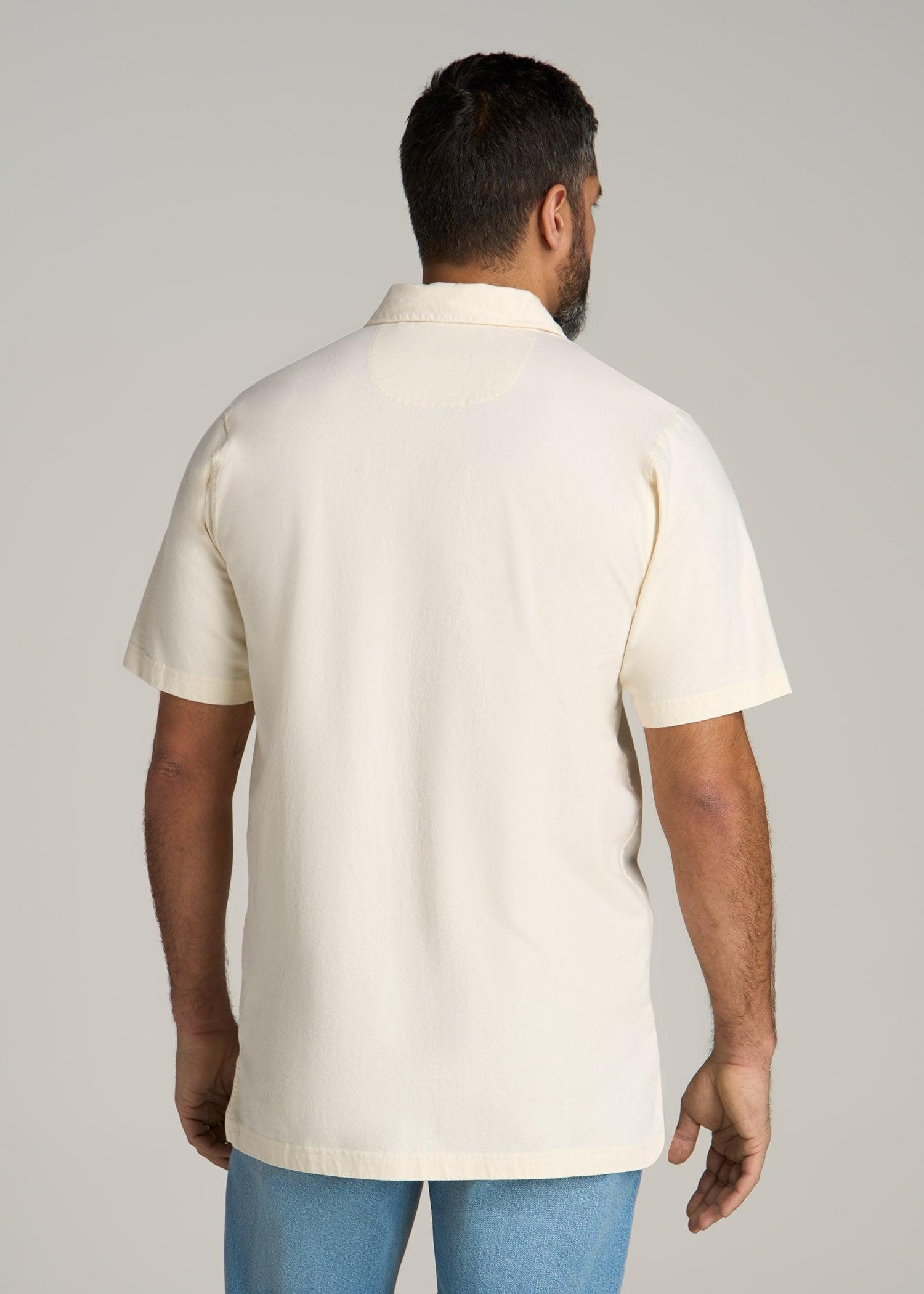 LJ&S Ultra Soft Short Sleeve Cotton Polo for Tall Men in Antique White Male Product Image