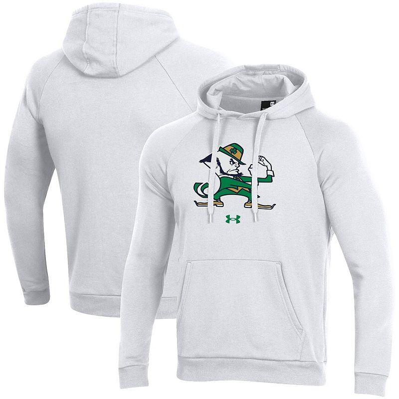 Men's Under Armour White Notre Dame Fighting Irish Mascot School Logo All Day Raglan Pullover Hoodie, Size: XL Product Image