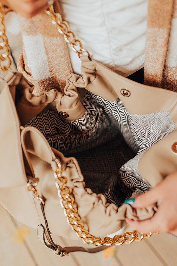 The Preston Faux Leather Tote In Beige Product Image