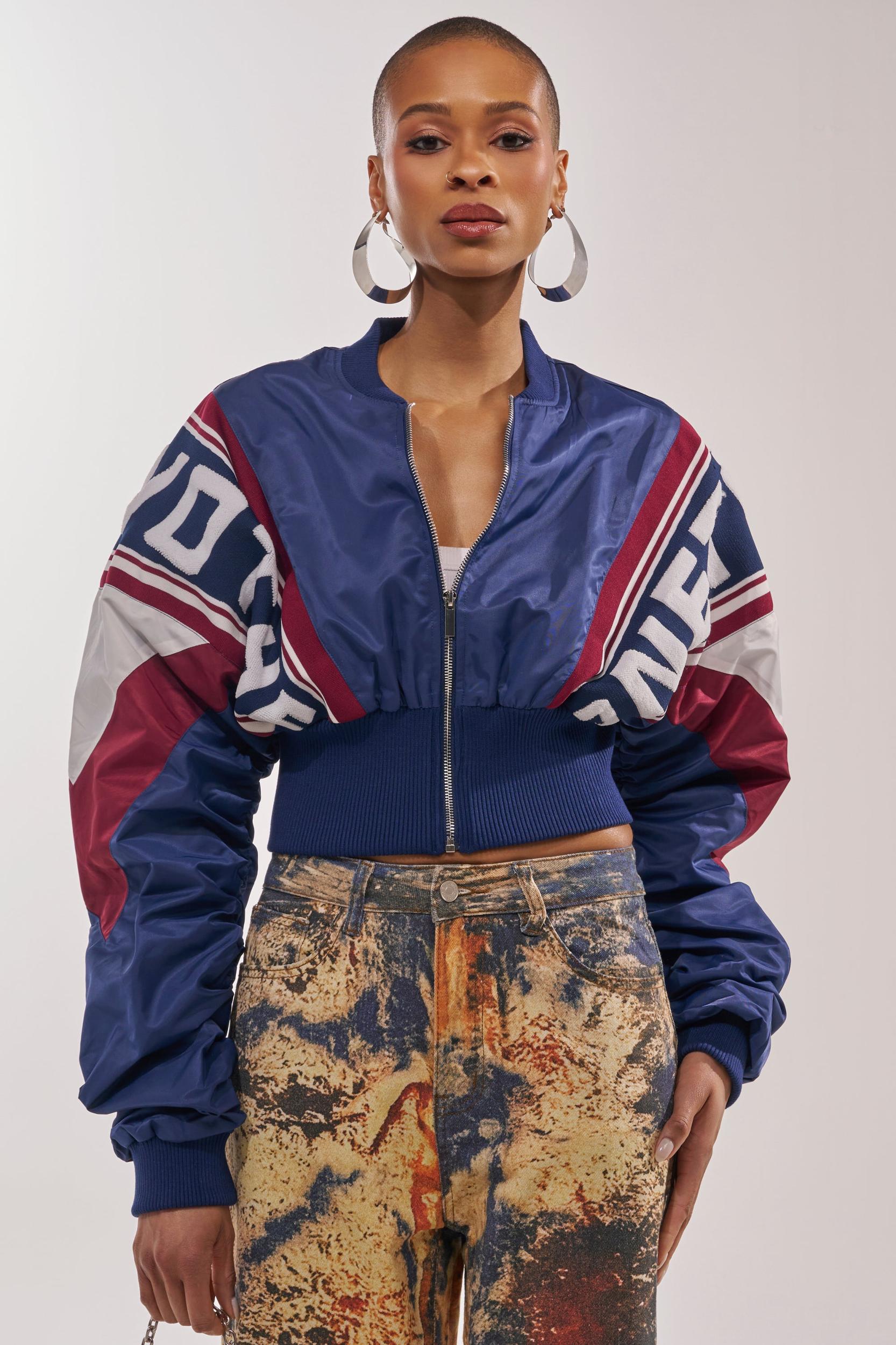 PHOENIX MIXED MEDIA BOMBER IN NAVY Product Image