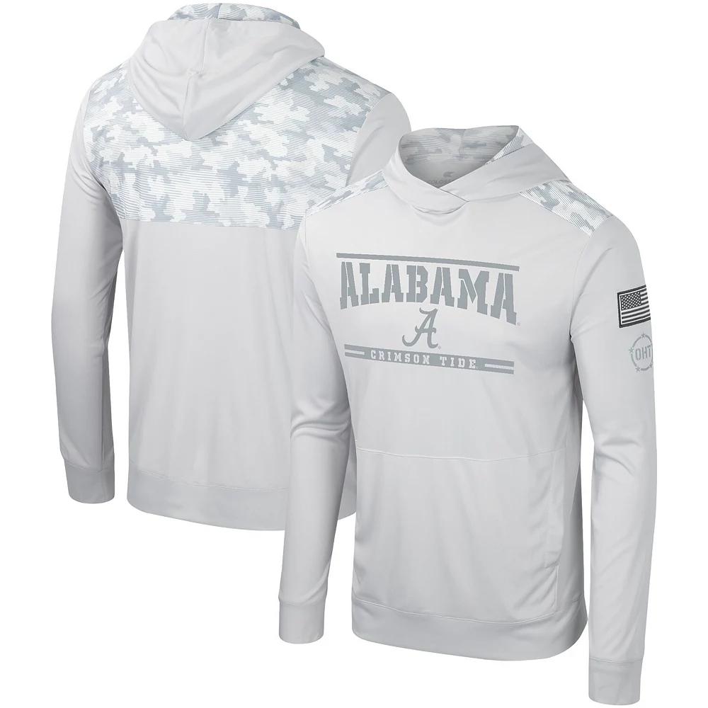 Men's Colosseum Gray Alabama Crimson Tide OHT Military Appreciation Long Sleeve Hoodie T-Shirt, Size: Large, Grey Product Image