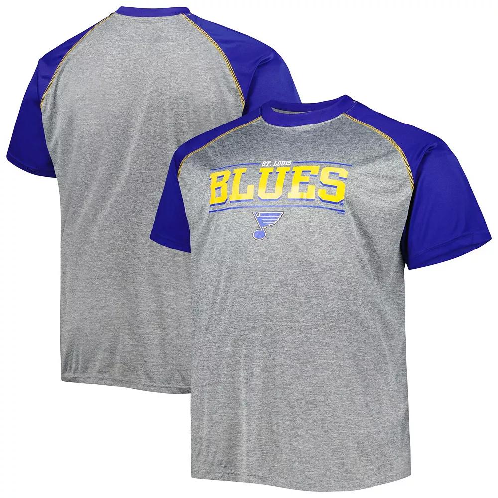 Men's Heather Gray St. Louis Blues Big & Tall Logo Raglan T-Shirt, Size: 3XB, Grey Product Image