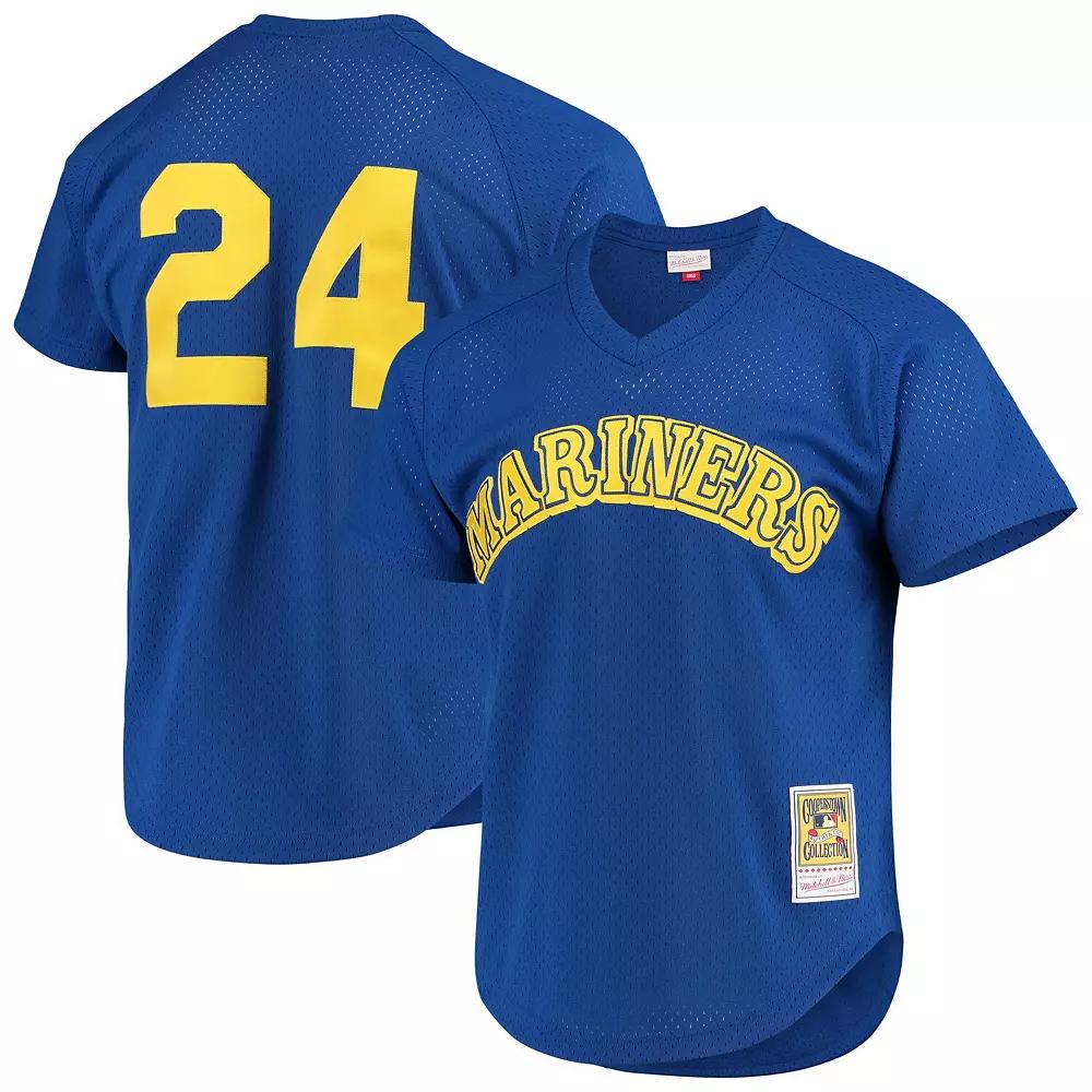 Men's Mitchell & Ness Ken Griffey Jr. Royal Seattle Mariners Cooperstown Mesh Batting Practice Jersey,  Product Image