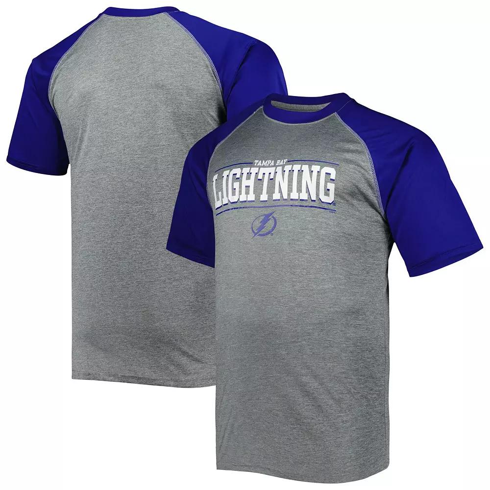 Men's Heather Gray Tampa Bay Lightning Big & Tall Logo Raglan T-Shirt, Size: 6XB, Lgh Grey Product Image