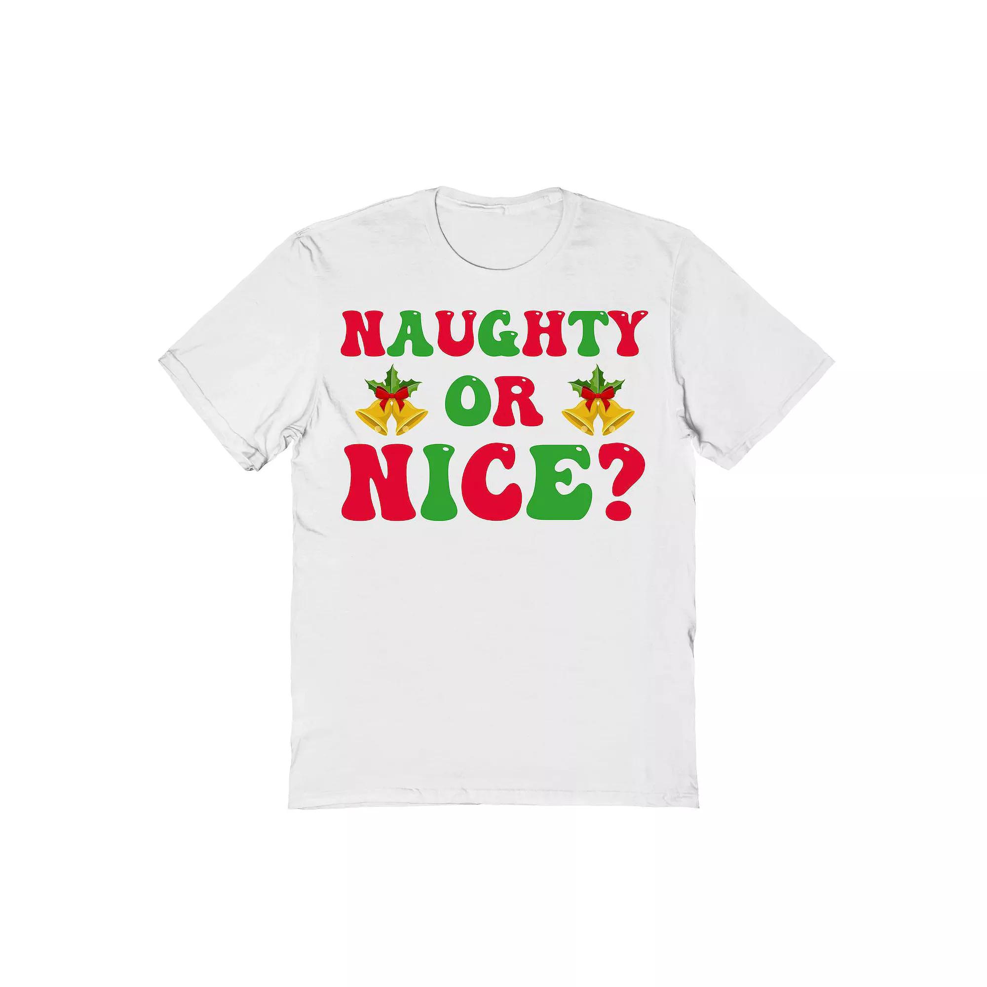 Mens Naughty Or Nice Christmas Graphic Tee Product Image