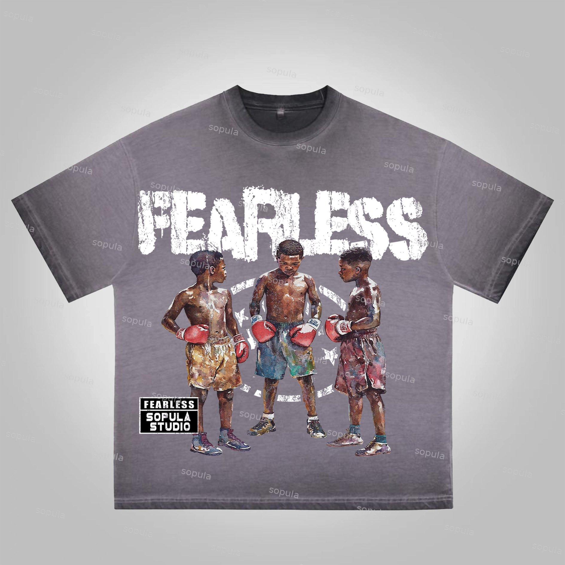Sopula Studio Boxer Fearless Graphic Print Washed Cotton T-Shirt Product Image