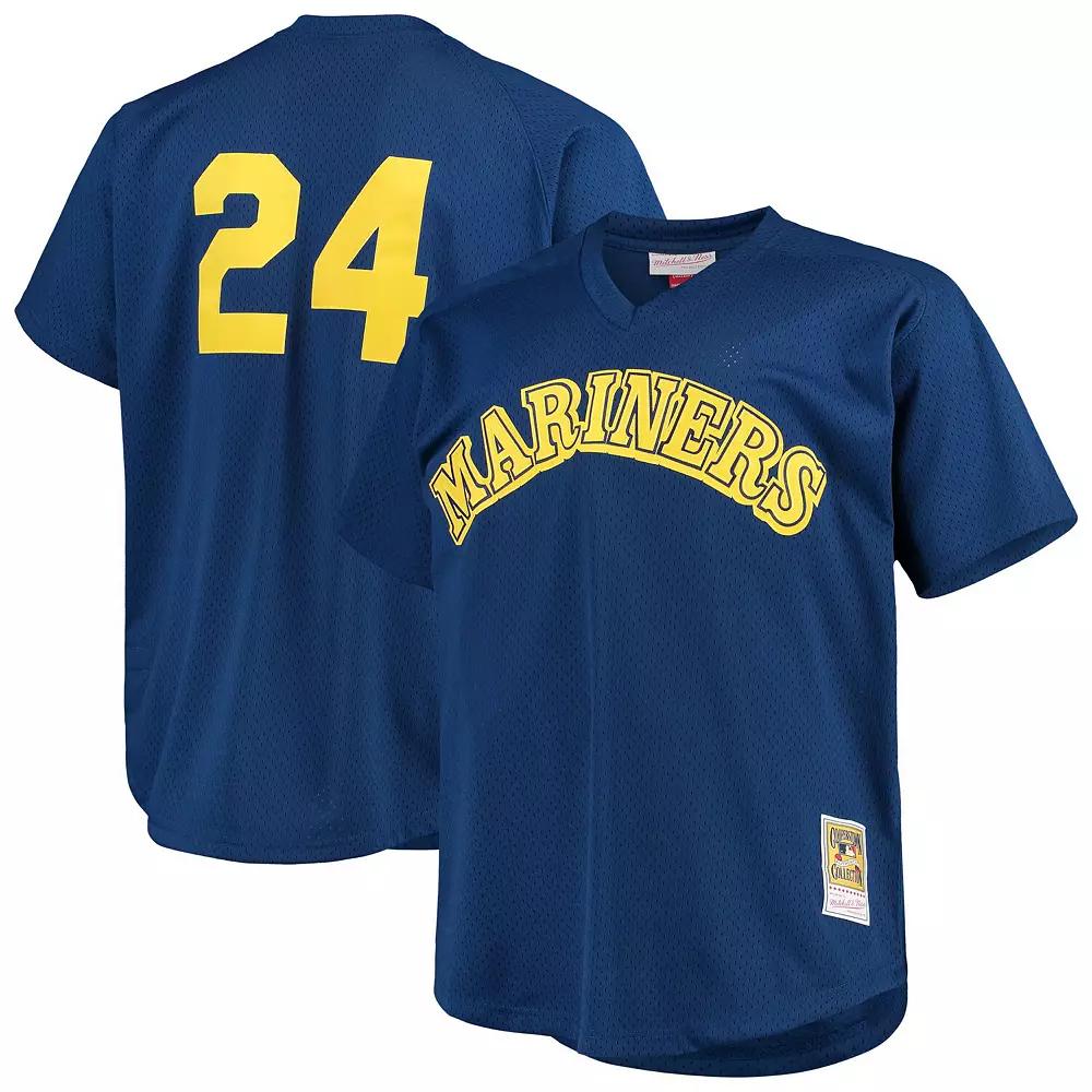 Men's Mitchell & Ness Ken Griffey Jr. Royal Seattle Mariners Big & Tall Cooperstown Collection Mesh Batting Practice Jersey,  Product Image