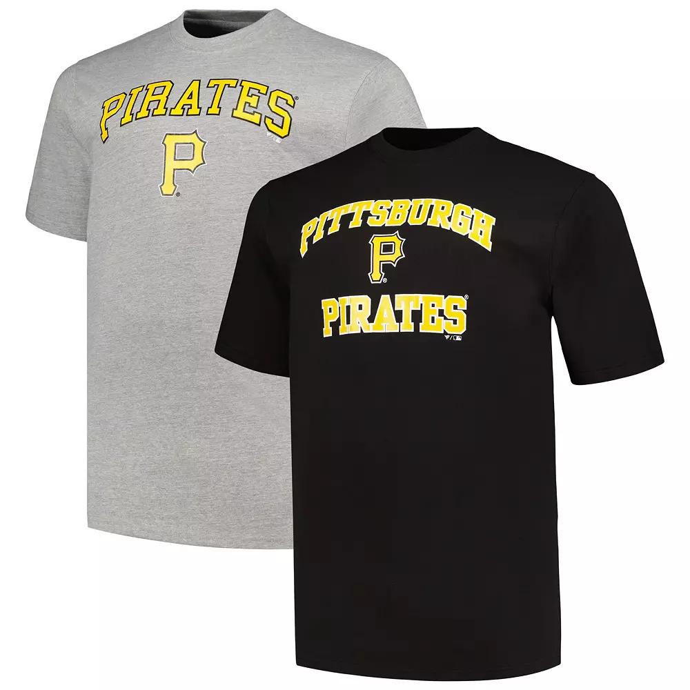 Men's Profile Black/Heather Gray Pittsburgh Pirates Big & Tall T-Shirt Combo Pack, Size: 2XB Product Image