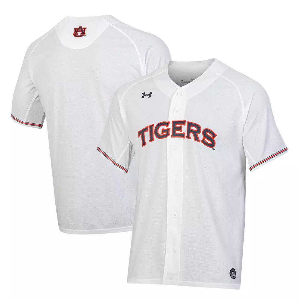 Men's Under Armour White Auburn Tigers Softball Button-Up V-Neck Jersey,  Product Image