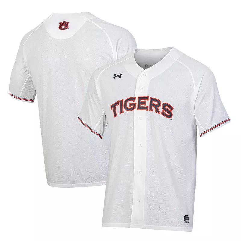 Men's Under Armour White Auburn Tigers Softball Button-Up V-Neck Jersey,  Product Image