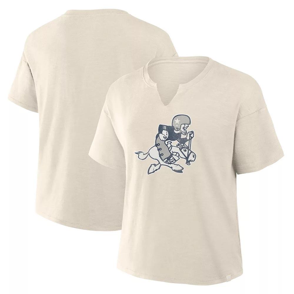 Women's Fanatics Cream Dallas Cowboys Slub V-Neck T-Shirt,  Product Image