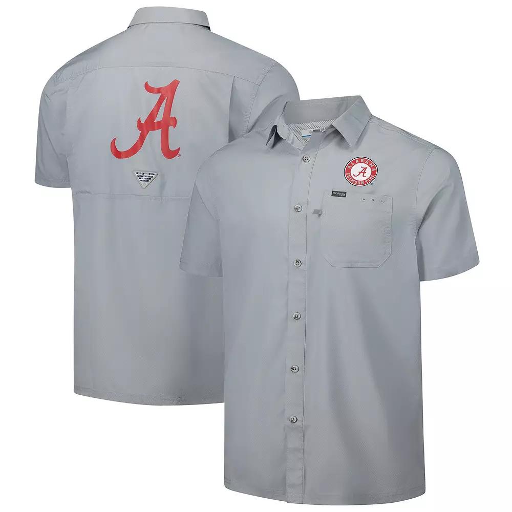 Men's Columbia Gray Alabama Crimson Tide PFG Slack Tide™ Omni-Shade™ Button-Up Camp Shirt, Size: Large, Grey Product Image