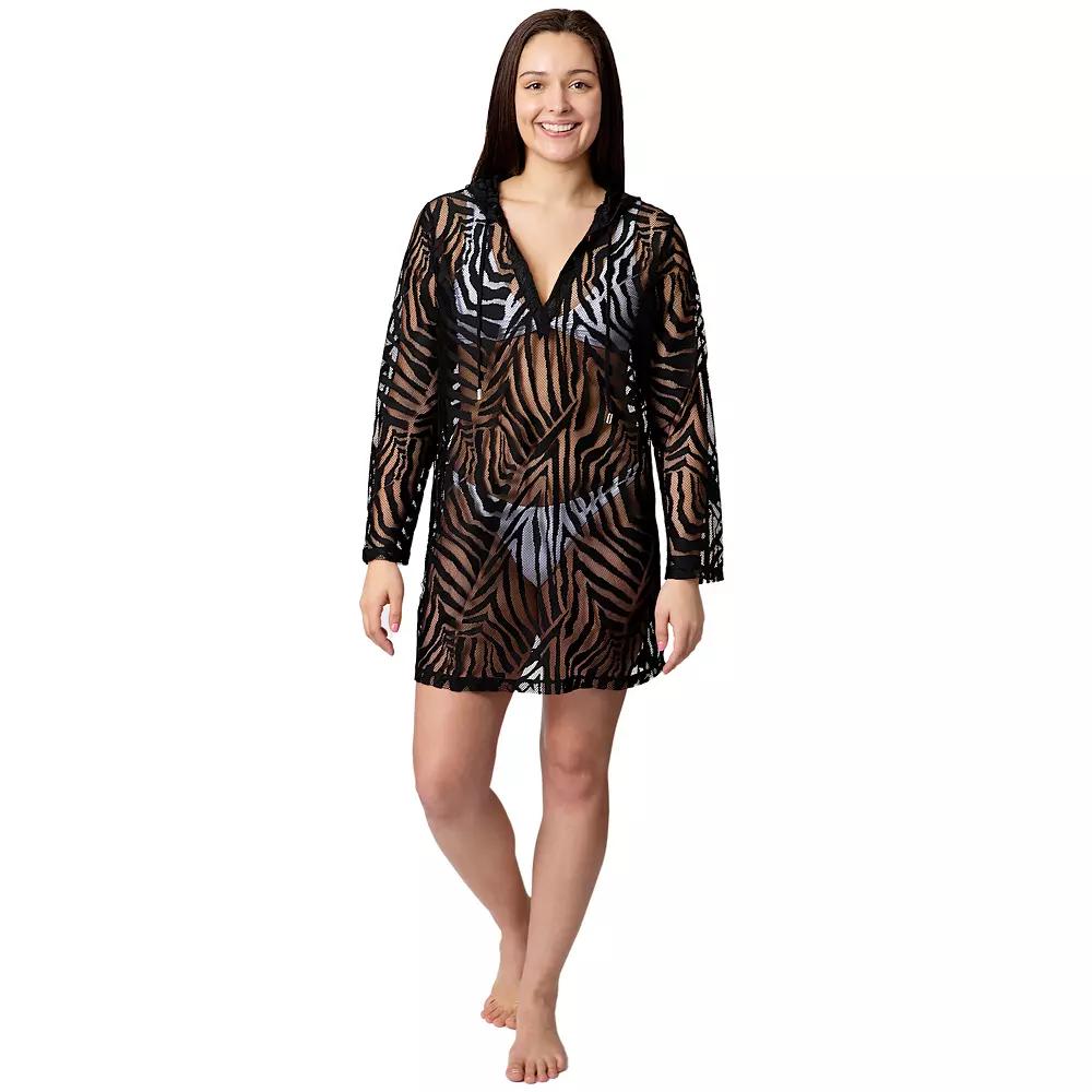 Women's Aqua Del Mar Crochet Long Sleeve Coverup Dress,  Product Image