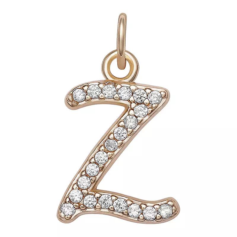LC Lauren Conrad Sterling Silver Cubic Zirconia Initial Charm, Womens, Gold Tone O Product Image
