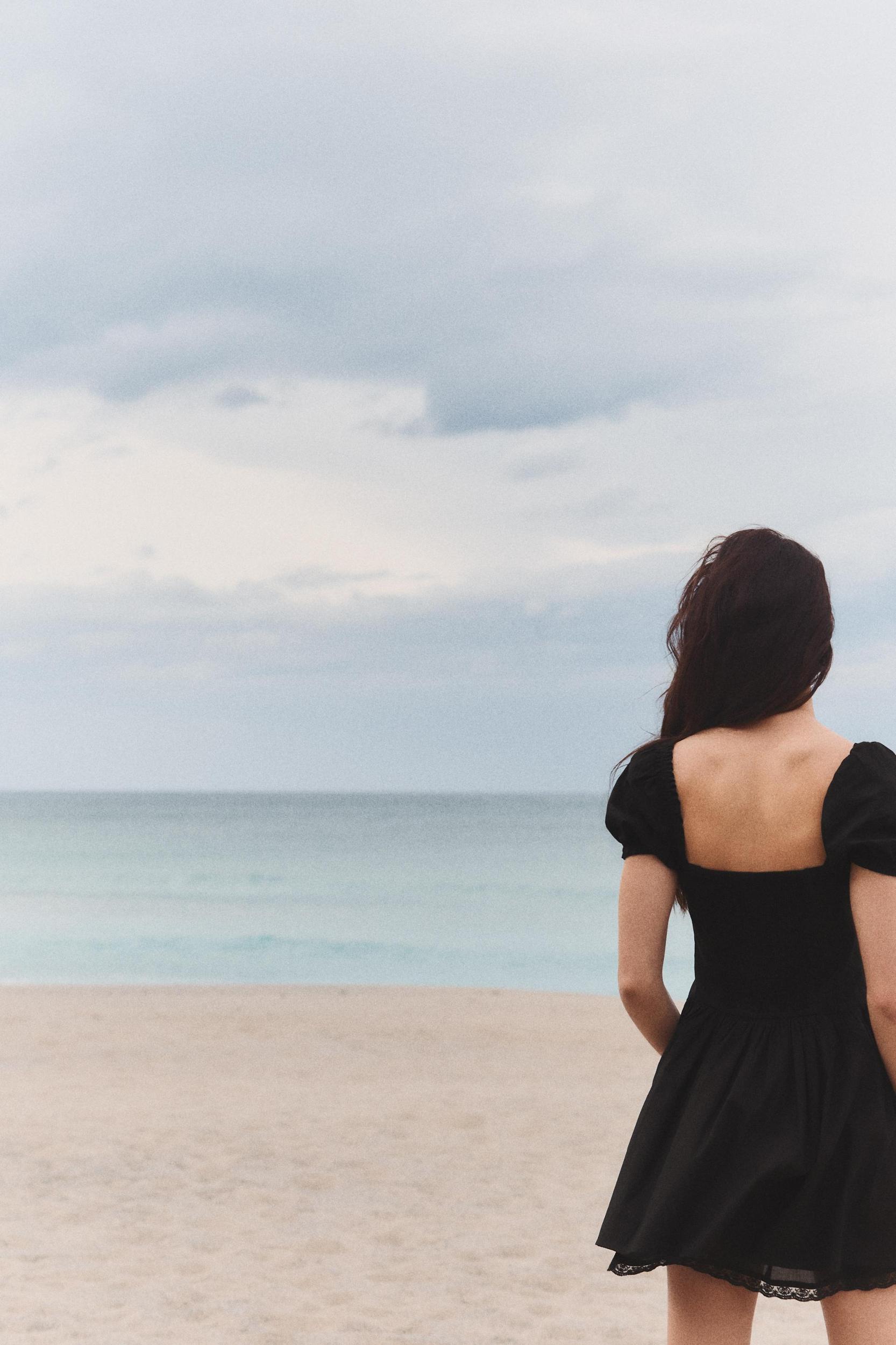 SHORT POPLIN LACE DRESS Product Image