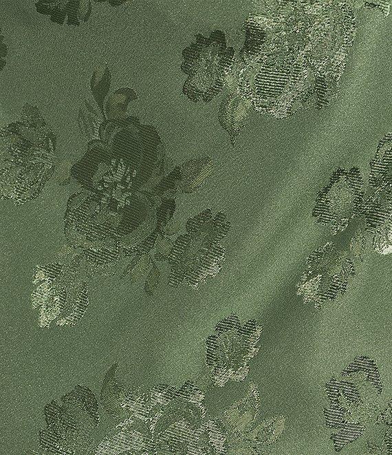 Allison & Kelly Satin Floral Jacquard Scoop Neck Spaghetti Strap Back Cut-Out Midi Dress Product Image