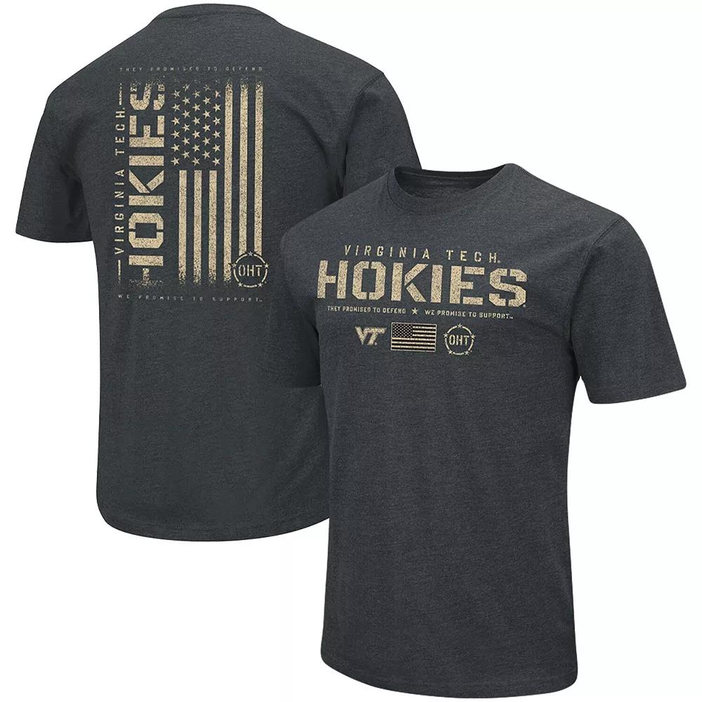 Men's Colosseum Heathered Black Virginia Tech Hokies OHT Military Appreciation Flag 2.0 T-Shirt,  Product Image