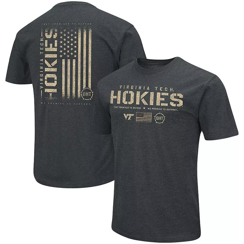 Men's Colosseum Heathered Black Virginia Tech Hokies OHT Military Appreciation Flag 2.0 T-Shirt,  Product Image