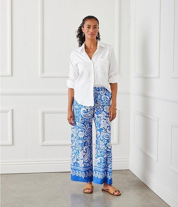 Karen Kane Floral Paisley Printed Cotton Pants Product Image