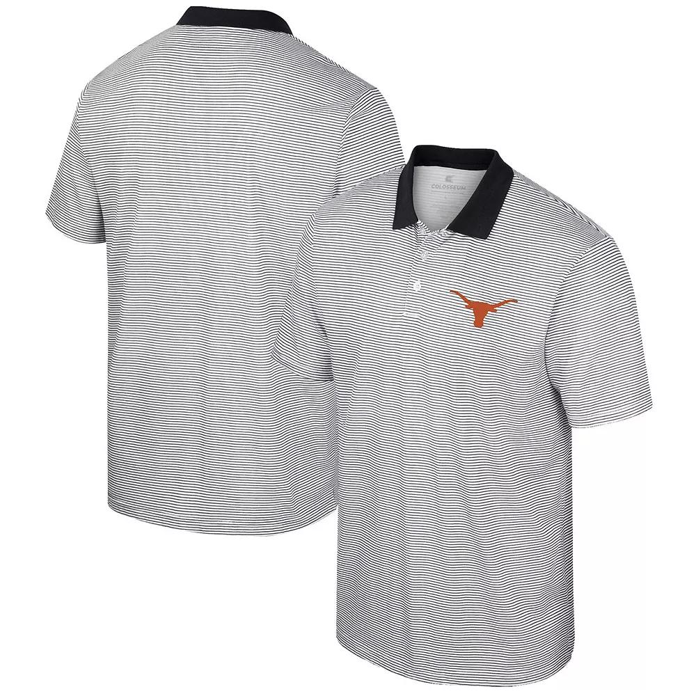 Men's Colosseum White Texas Longhorns Print Stripe Polo, Size: XXL Product Image