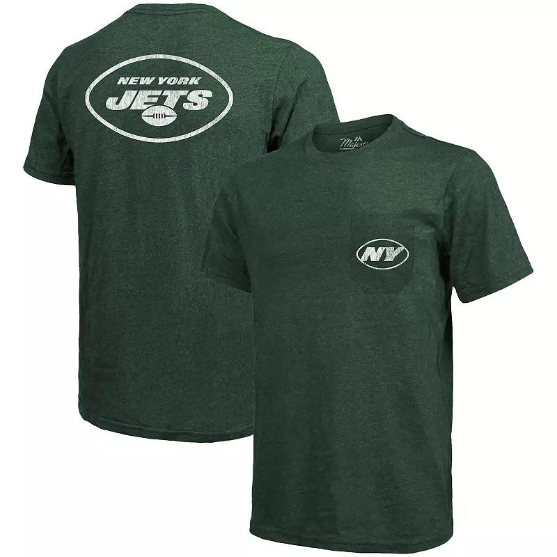 New York Jets Majestic Threads Tri-Blend Pocket T-Shirt - Heathered Green, Men's,  Product Image