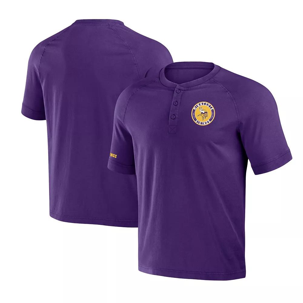 Men's NFL x Darius Rucker Collection by Fanatics Purple Minnesota Vikings Washed Raglan Henley T-Shirt,  Product Image