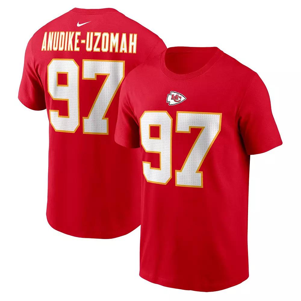 Men's Nike Felix Anudike-Uzomah Red Kansas City Chiefs 2023 NFL Draft First Round Pick Player Name & Number T-Shirt, Size: Small Product Image