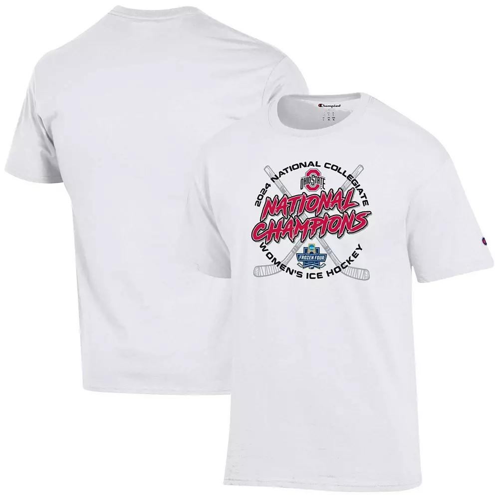 Unisex Champion White Ohio State Buckeyes 2024 NCAA Women's Ice Hockey National Champions Locker Room T-Shirt,  Product Image