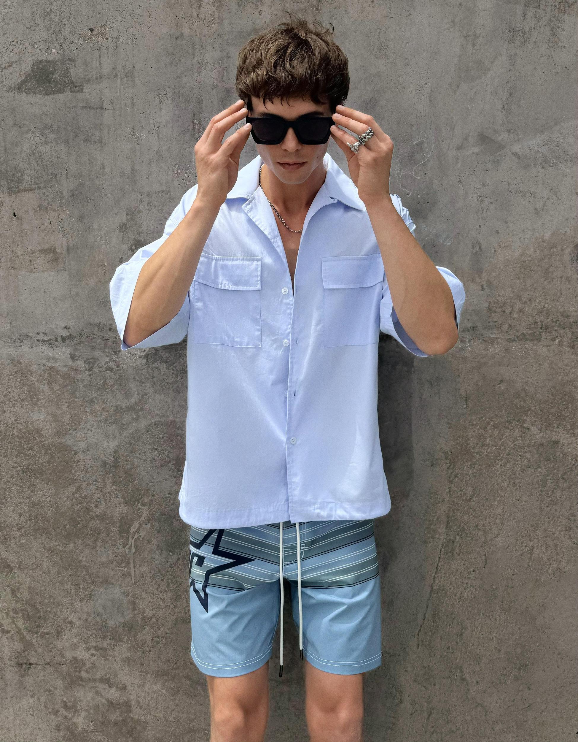 Oversize short sleeve poplin shirt Product Image