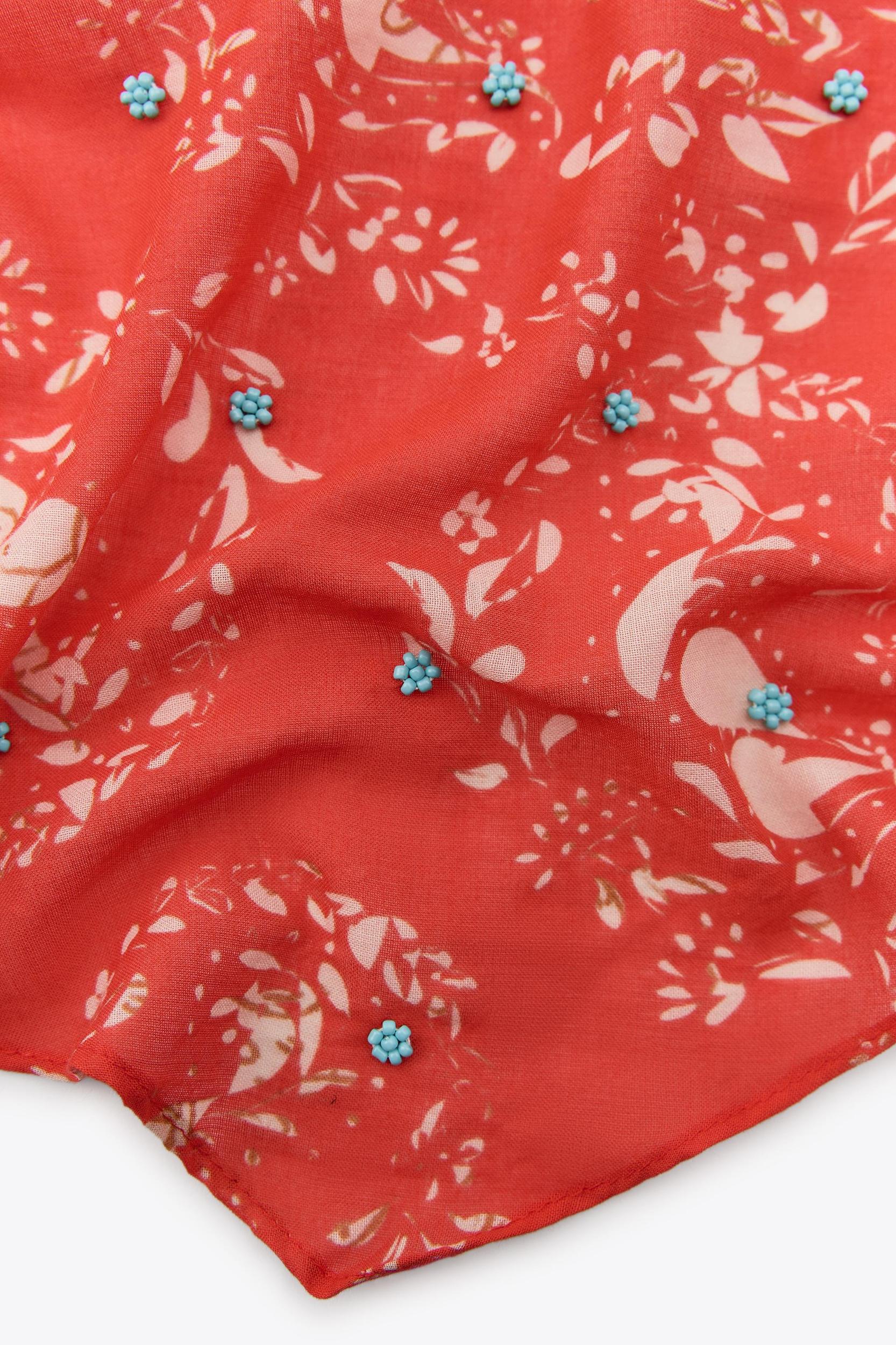 FLORAL PRINT BEADED BANDANA Product Image