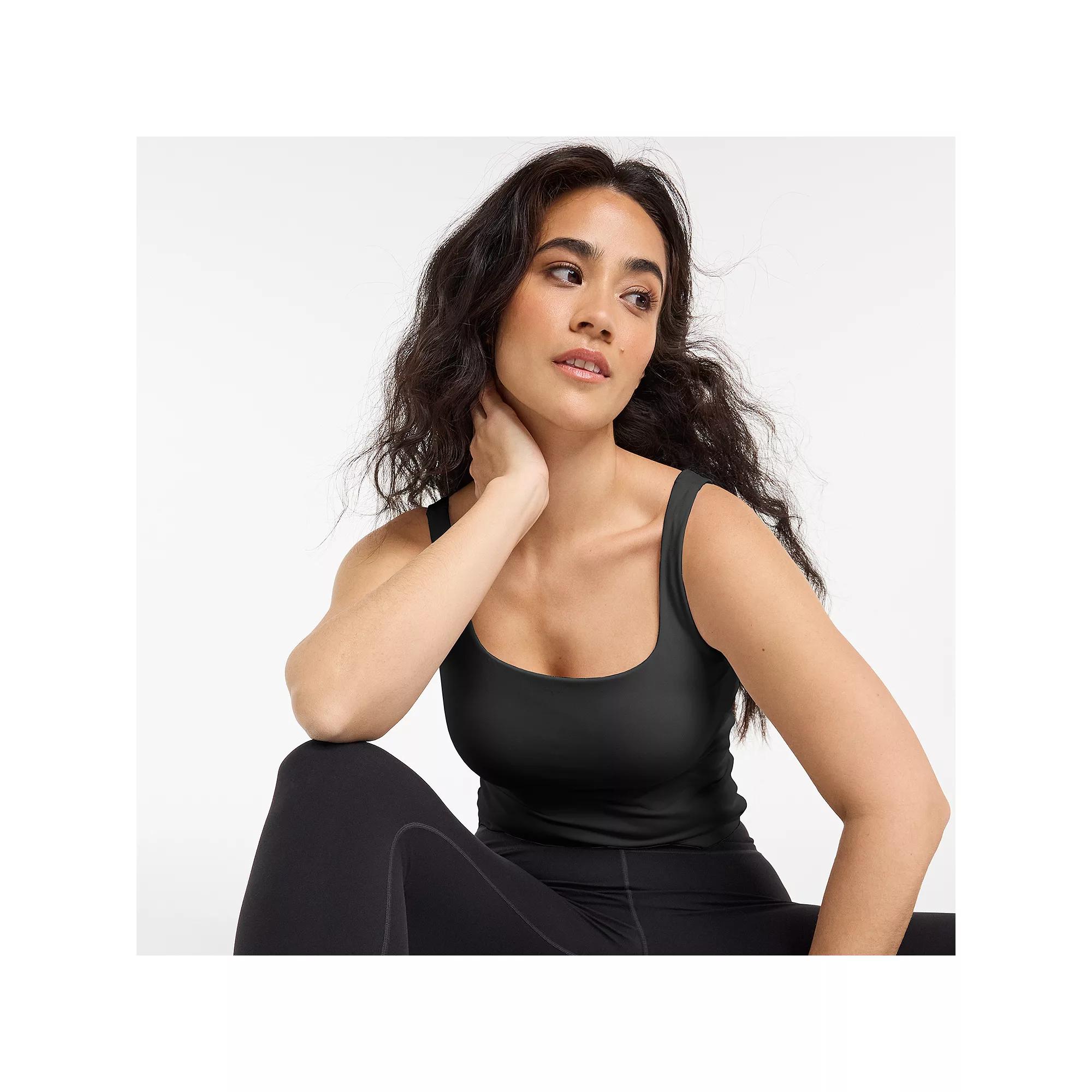 Women's FLX Affirmation Square Neck Tank Top, Size: XS, Mineral Black Product Image