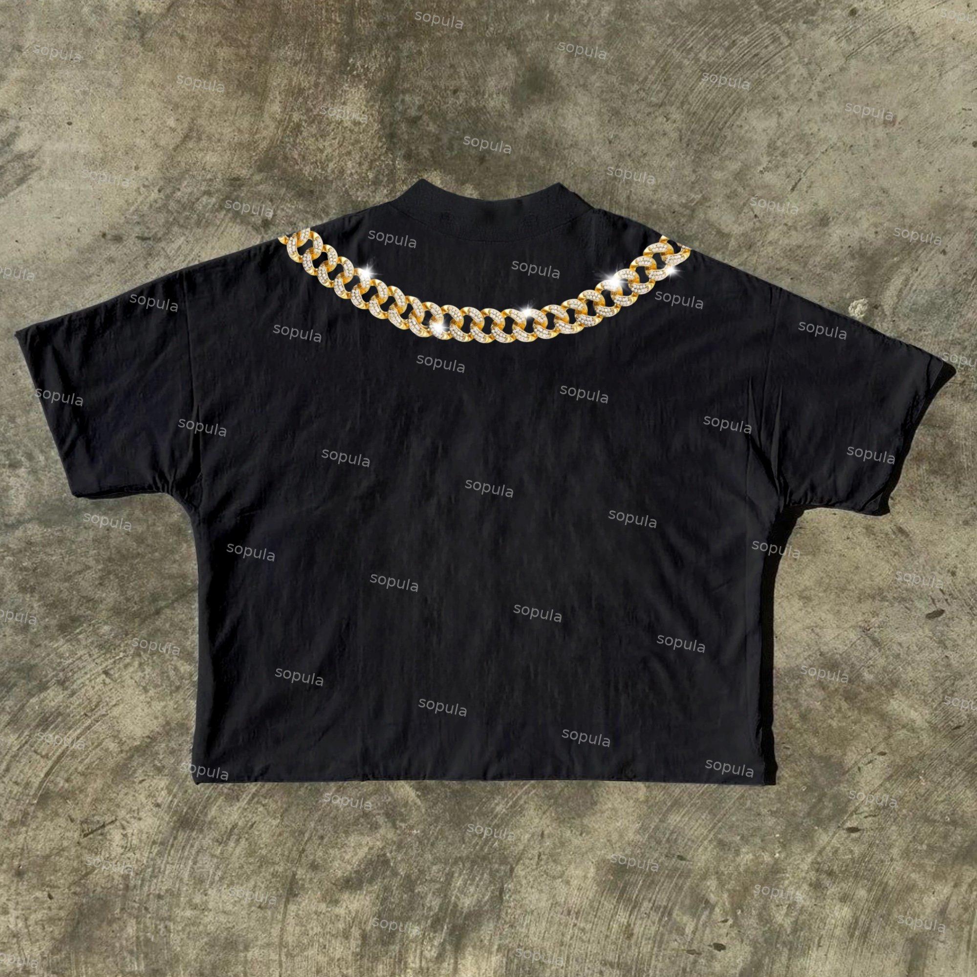 Faith Cross Diamond Necklace Lips Graphic Cotton Short Sleeve Cropped T-Shirts Product Image