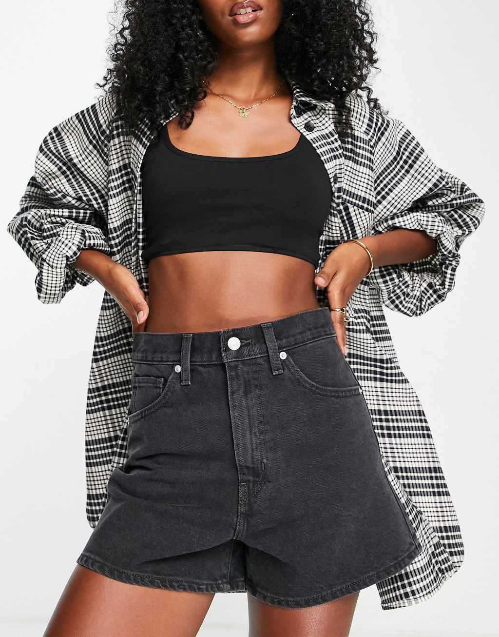 Levi's high waisted mom shorts in black | ASOS Product Image