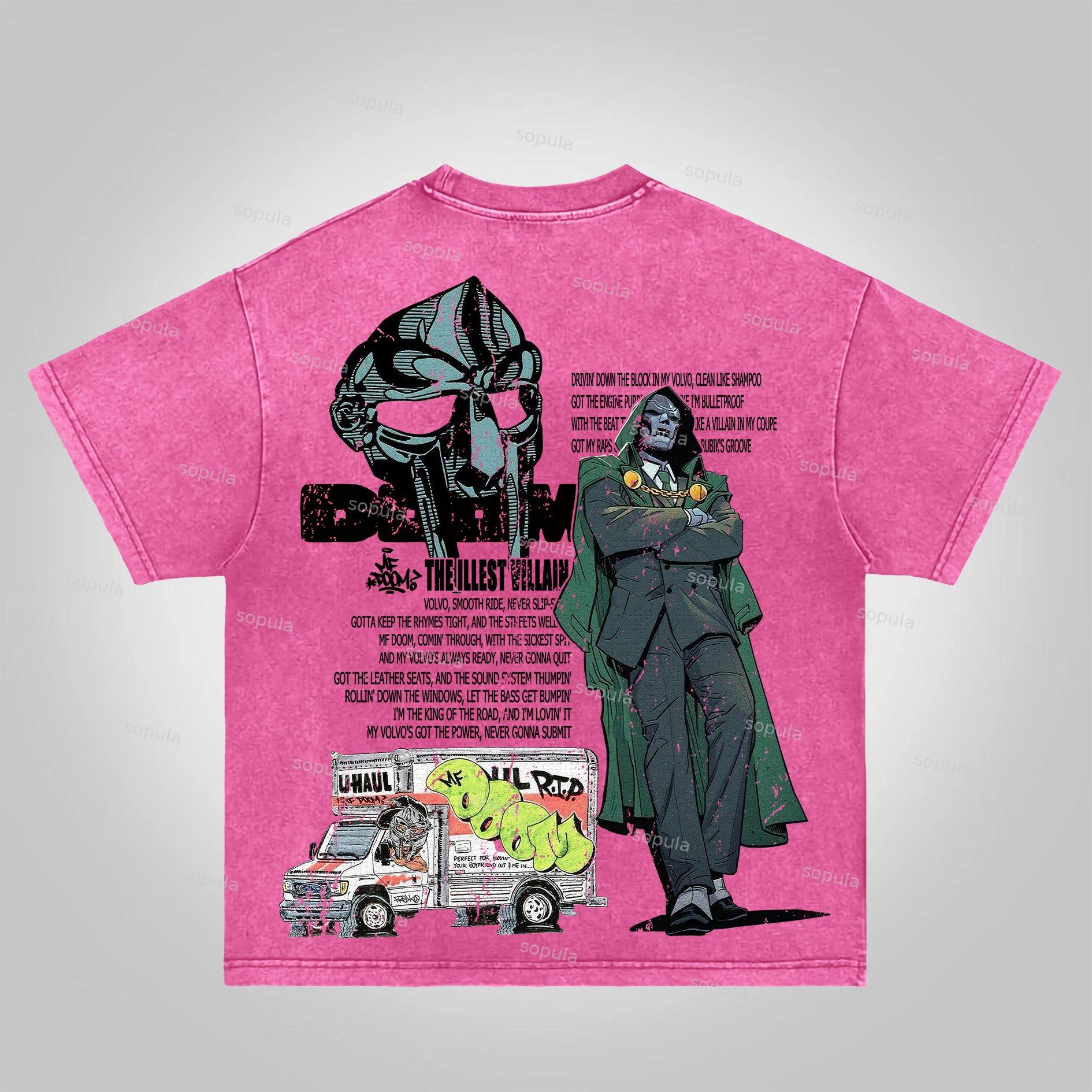 Sopula Vintage The Illest Villain Mf Doom Graphic Print Acid Washed T-Shirt Product Image