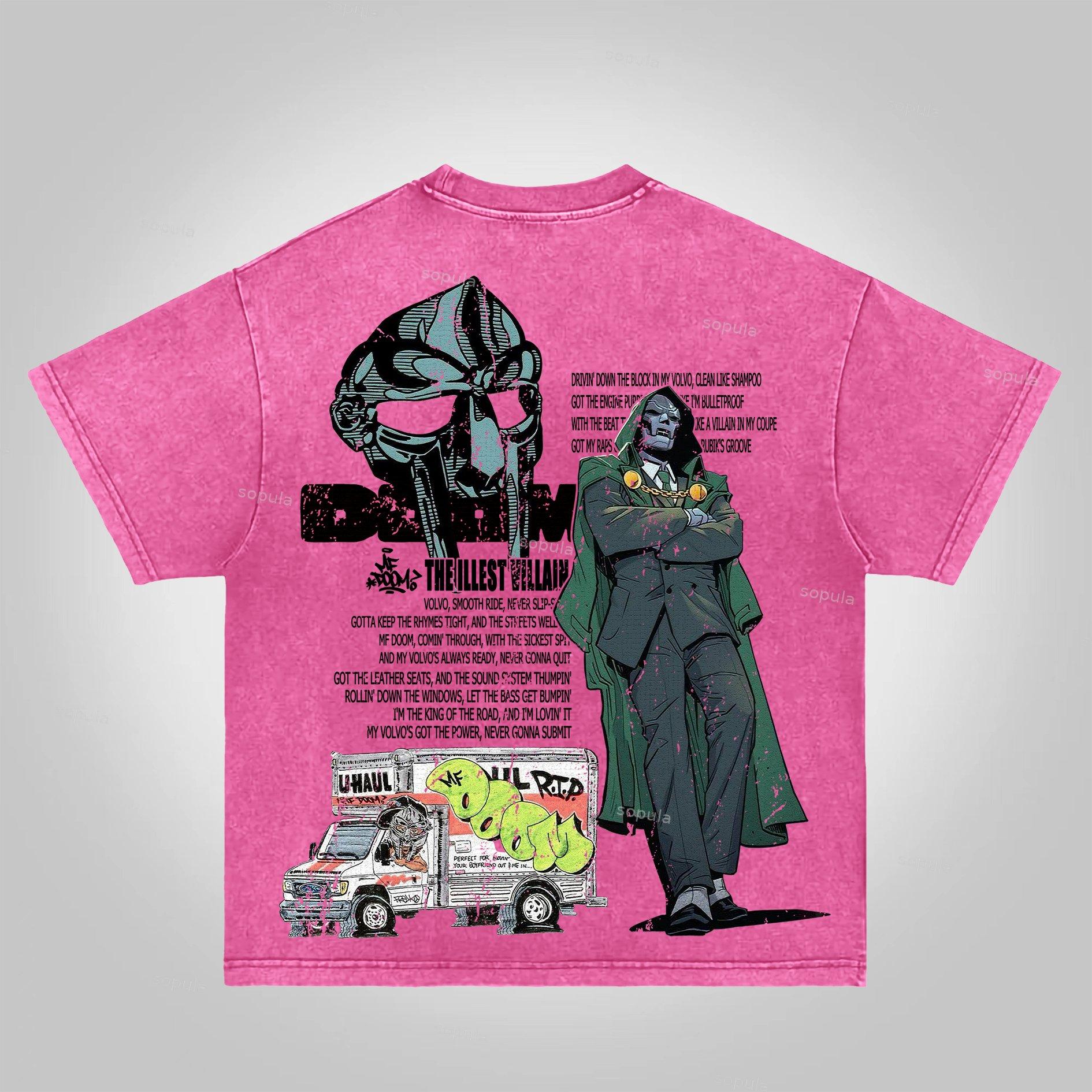 Sopula Vintage The Illest Villain Mf Doom Graphic Print Acid Washed T-Shirt Product Image