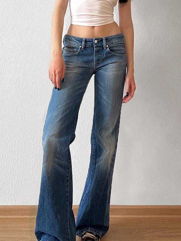 Basic Washed Aged Boyfriend Jeans Product Image