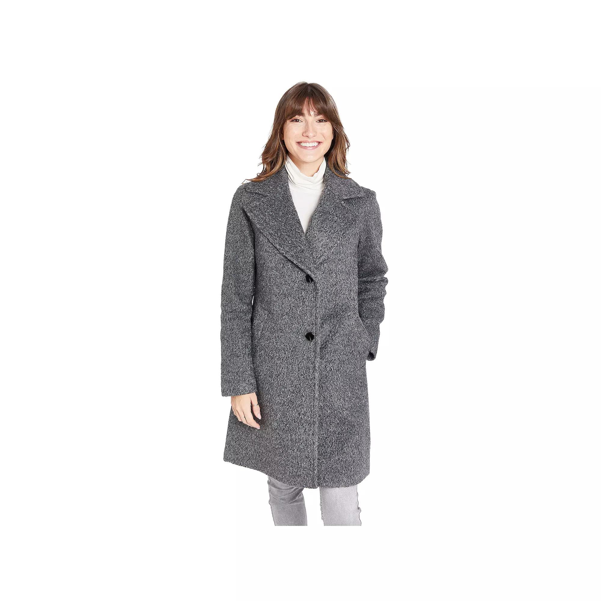 Women's Nine West Large Notch Collar Front Button Coat, Size: Small, Grey Product Image