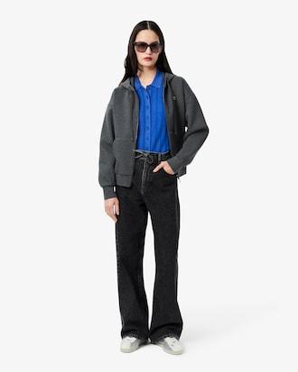 Ribbed Knit Polo Collar Sweater Product Image