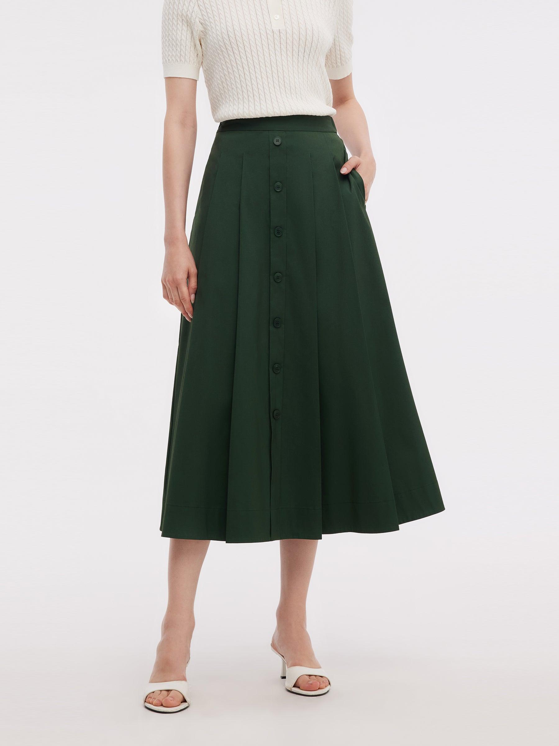 A-Line High-Waisted Women Pleated Skirt Product Image