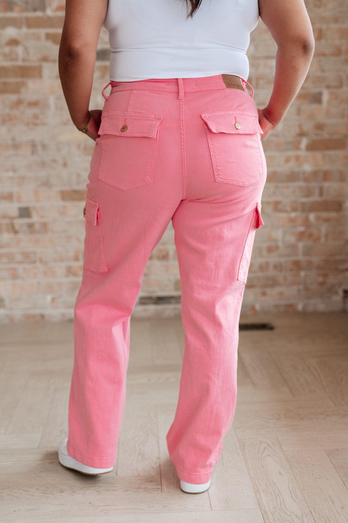 Peggy High Rise Cargo Straight Jeans in Pink (Online Exclusive) Product Image