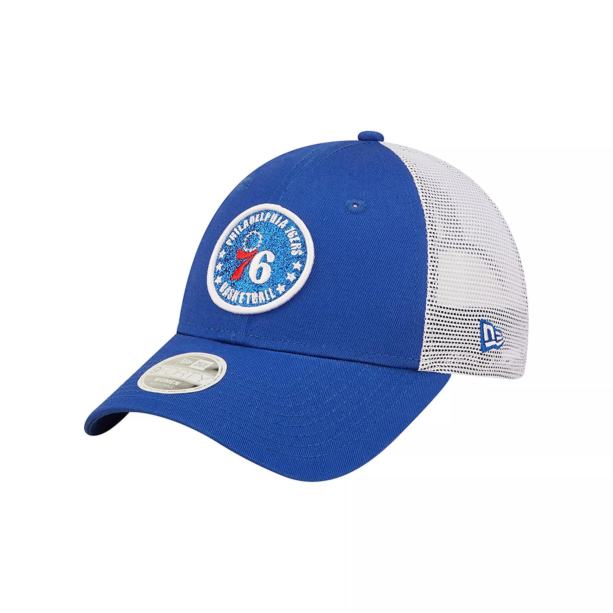 Women's New Era Royal/White Philadelphia 76ers Glitter Patch 9FORTY Snapback Hat, 76r Blue Product Image