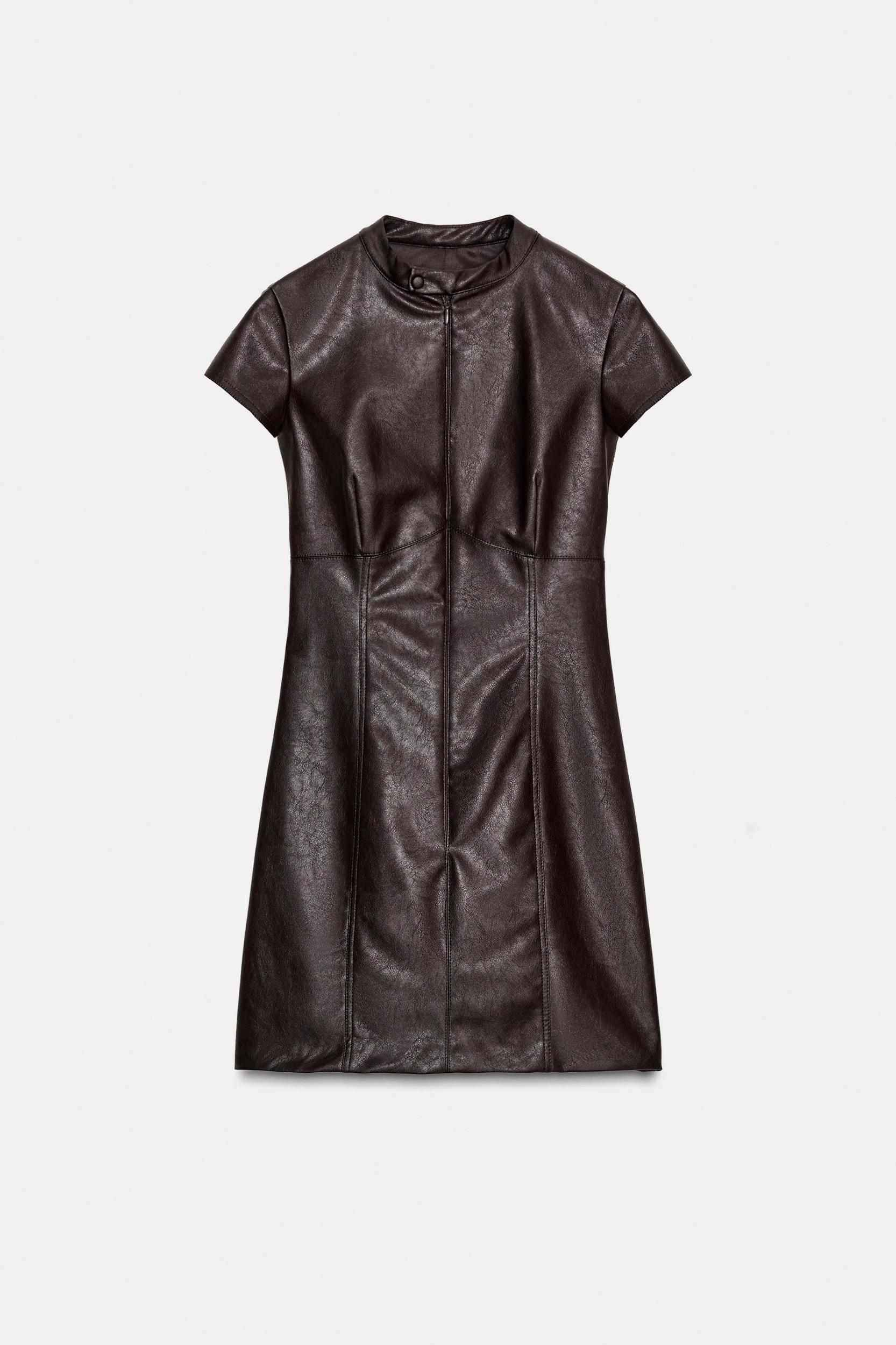 FAUX LEATHER MINI DRESS Product Image