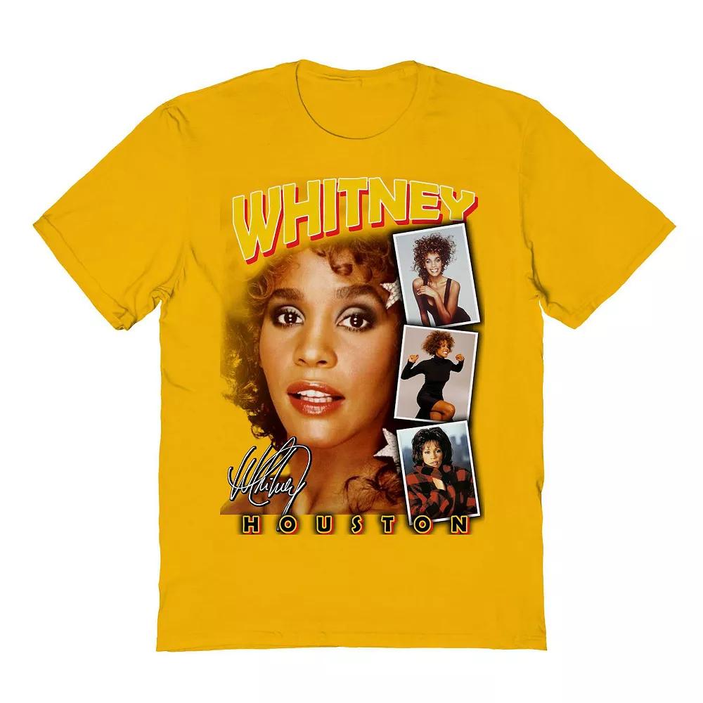 Men's Whitney Houston Photo Collage Graphic Tee, Size: Small, Gold Product Image