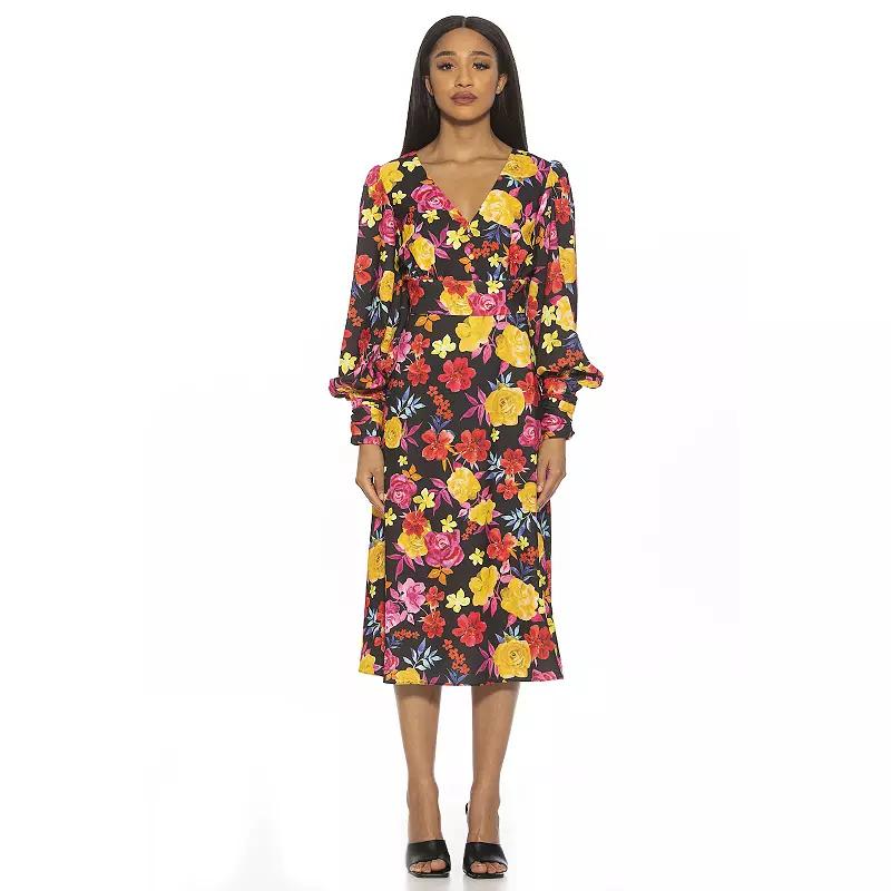 Women's ALEXIA ADMOR Daria Sweetheart Blouson Sleeves Midi Dress,  Product Image