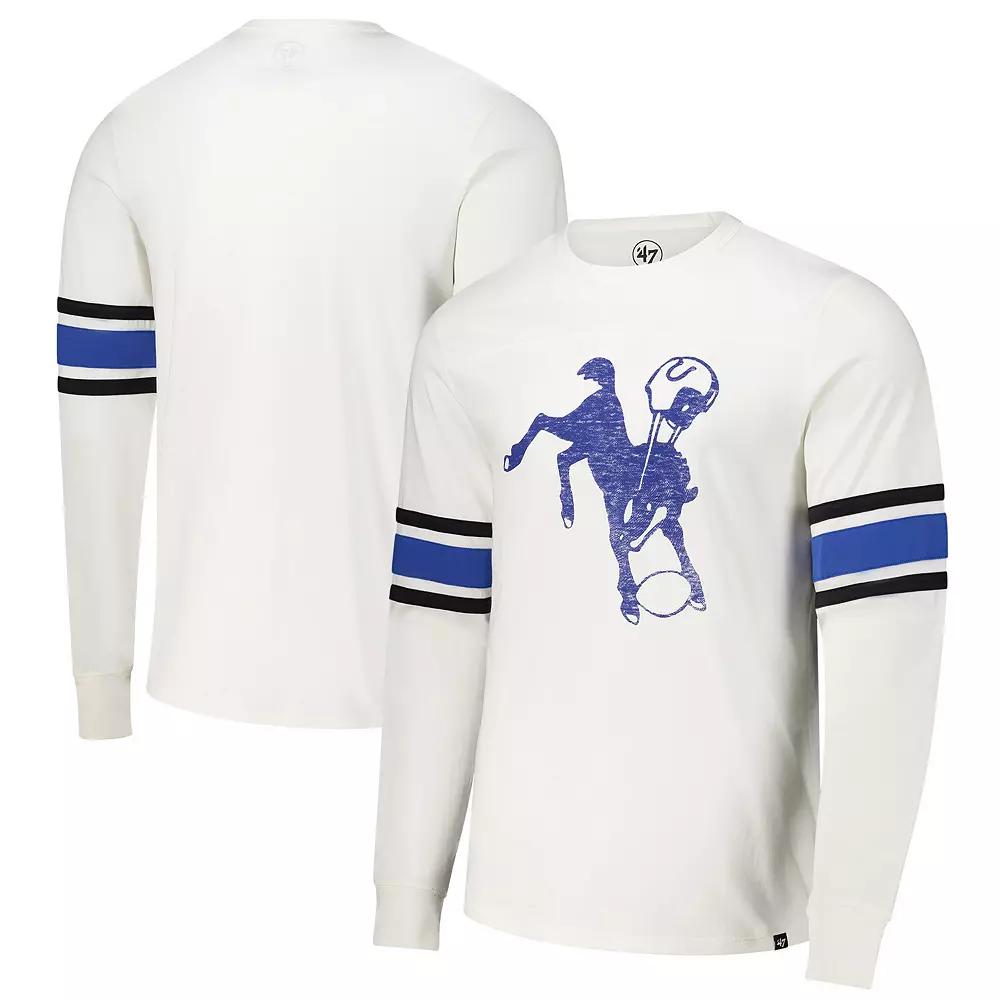 Men's '47 White Indianapolis Colts Gridiron Throwback Premier Brex Long Sleeve T-Shirt, Size: XL Product Image
