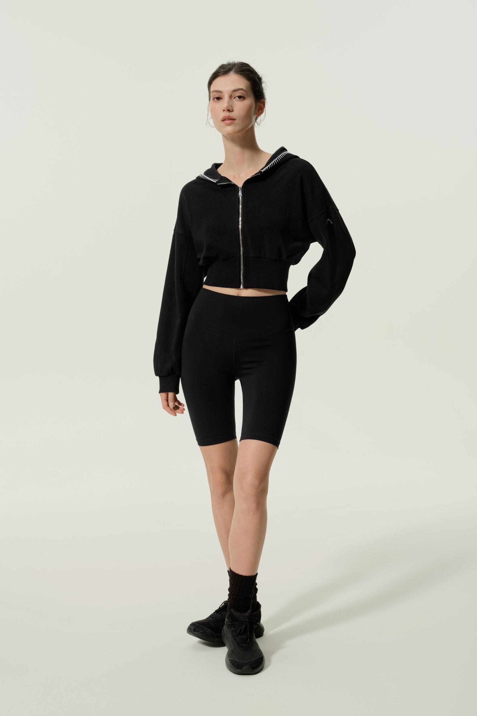 LILYSILK SILKERRY Womens Cropped Zip Up Hoodie | 100% Silk Loops | Cozy Zip-Up Jacket | Espresso L Product Image