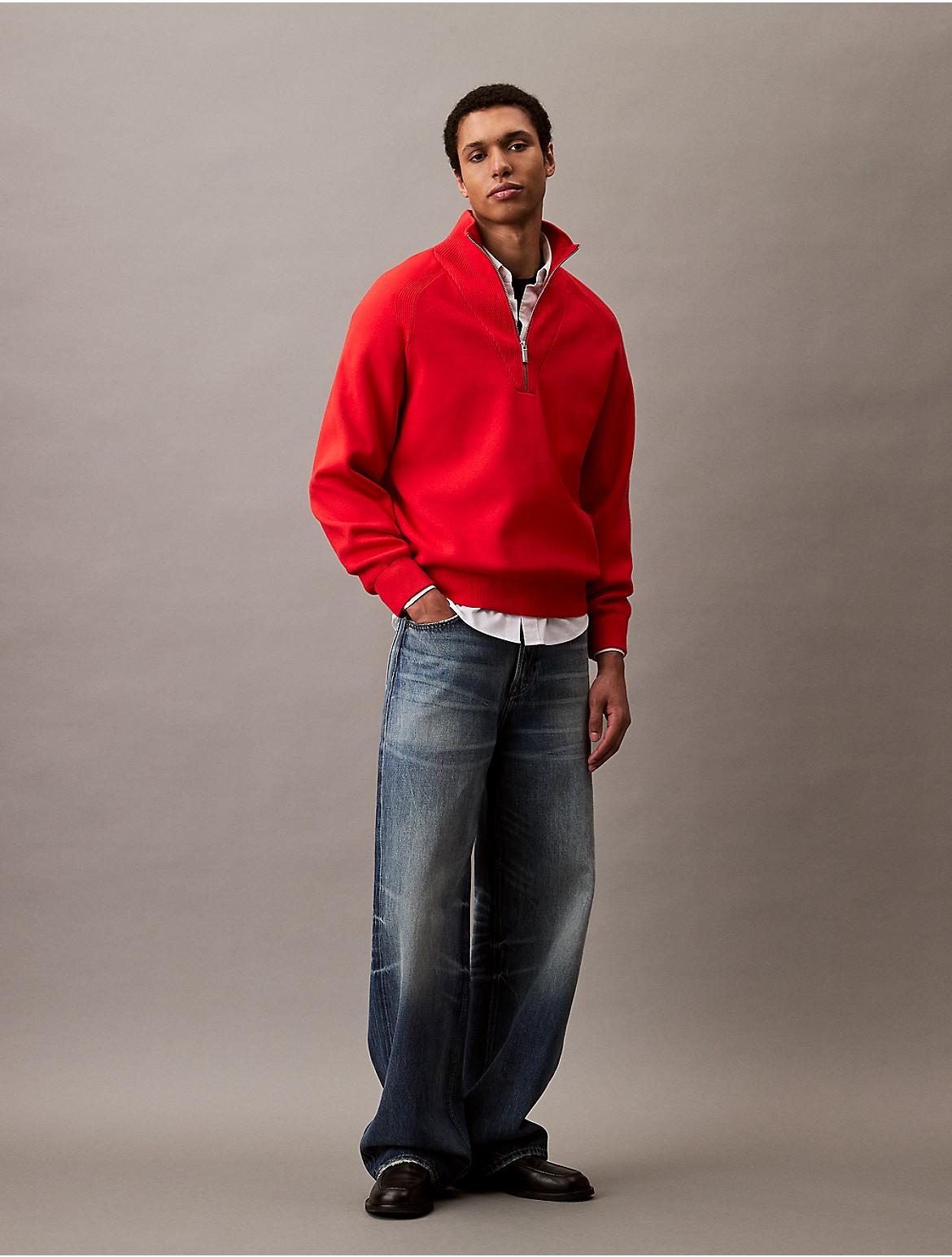 Calvin Klein Mens Tech Knit Quarter Zip Sweater Product Image