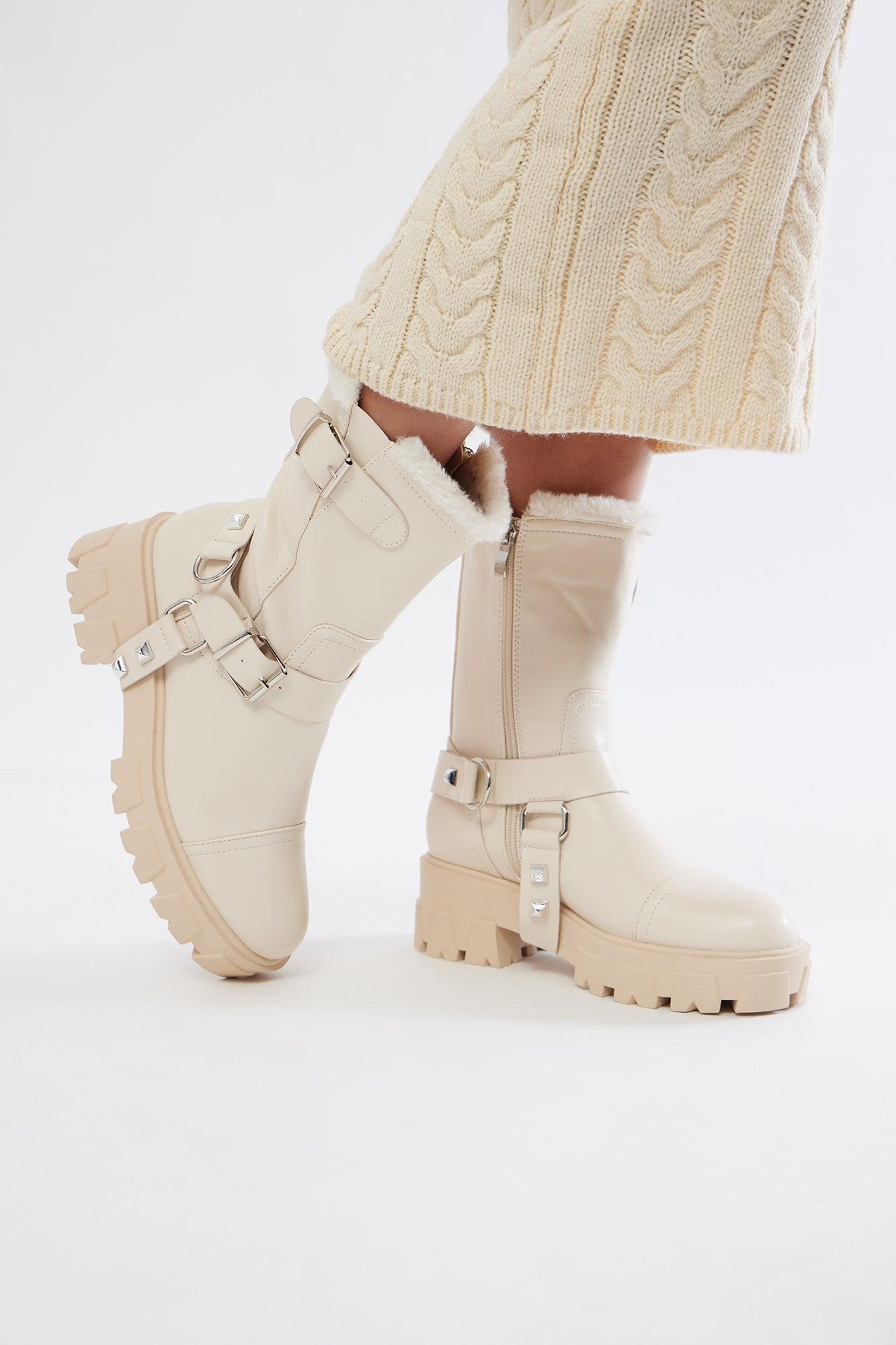 Logan Moto Booties - Cream Product Image